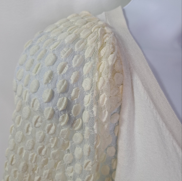Express Ivory Short Puff Sleeve Cardigan Size XS - Picture 8 of 12